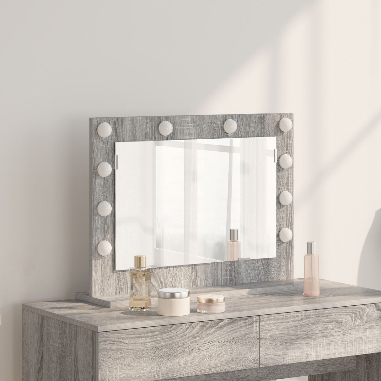 Vanity Mirror Grey Sonoma Mdf, Glass 60 X 45 X 18 Cm
