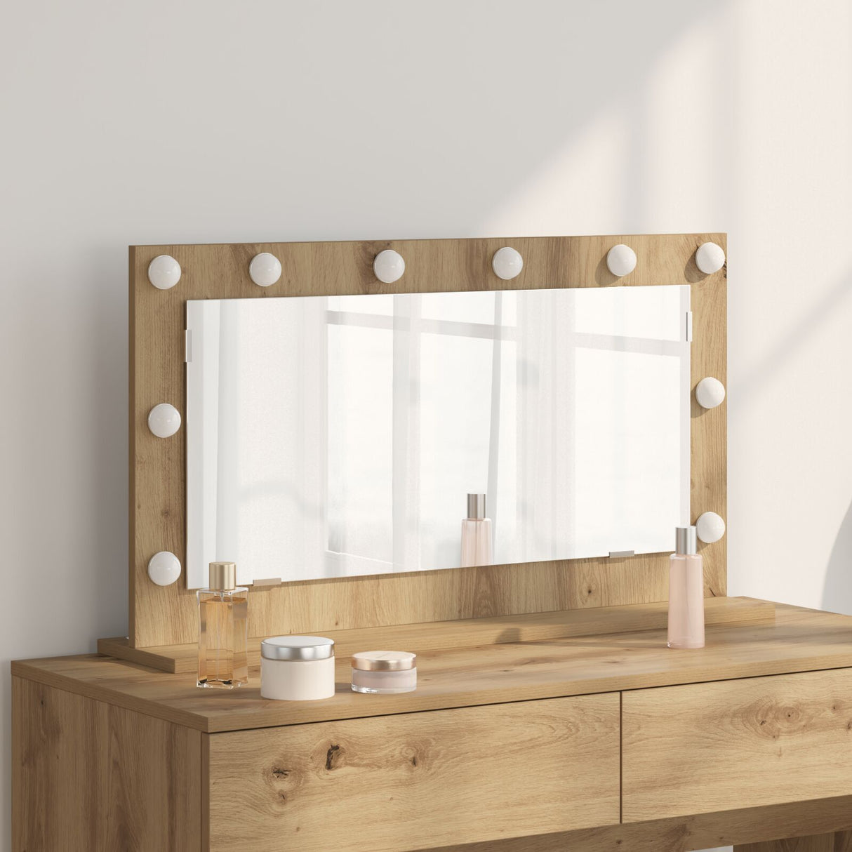 Vanity Mirror Artisan Oak Particle Board 80 X 45 X 18 Cm Mirror