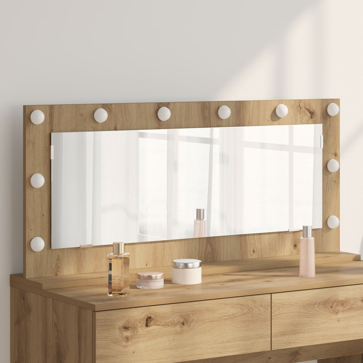 Vanity Mirror With Led Lights Artisan Oak 100X45X18 Cm