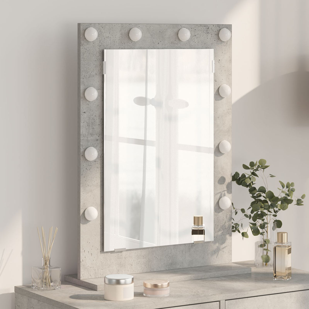Vanity Mirror Concrete Grey Concrete 70 X 50 X 18 Cm Mirror