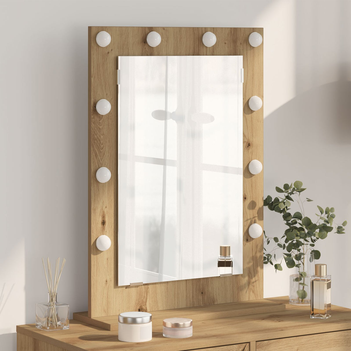 Vanity Mirror Artisan Oak Wood 70 X 50 X 18 Cm Vanity Mirror