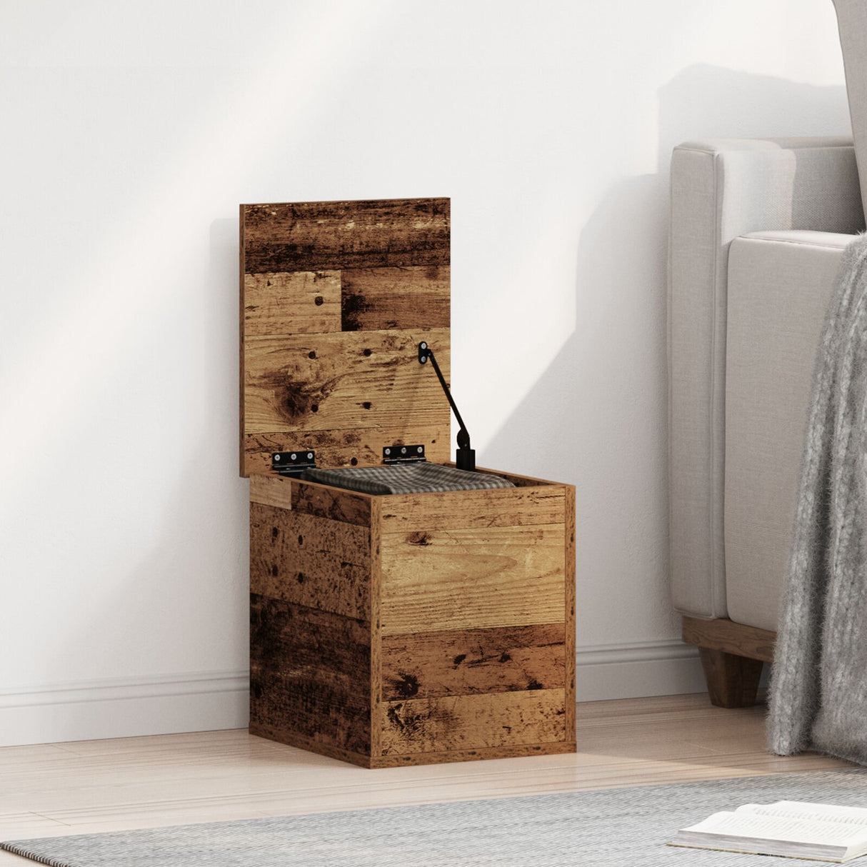 Storage Box With Lid Old Wood 30X35X35 Cm Engineered Wood