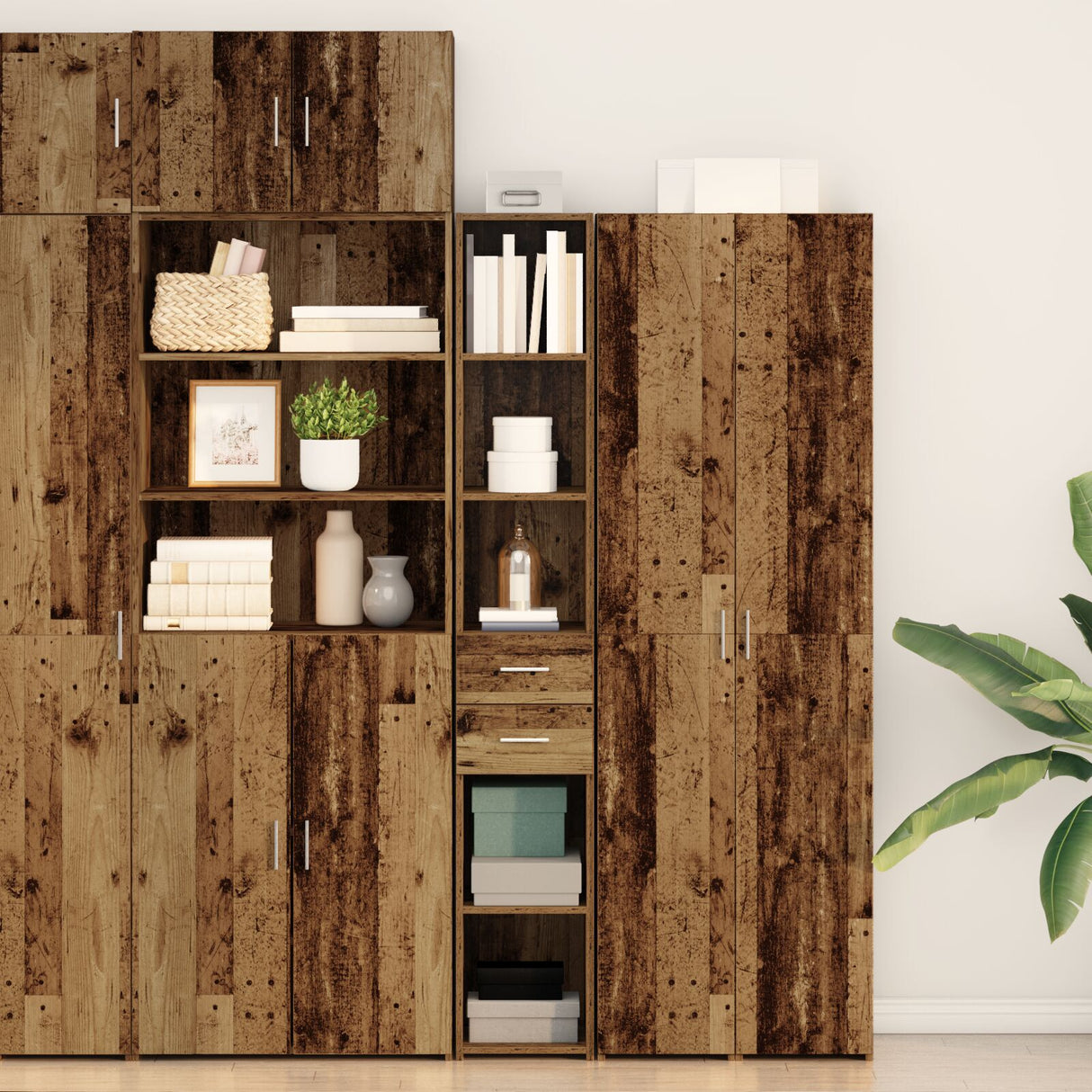 Highboard Old Wood 30X42,5X185 Cm Engineered Wood