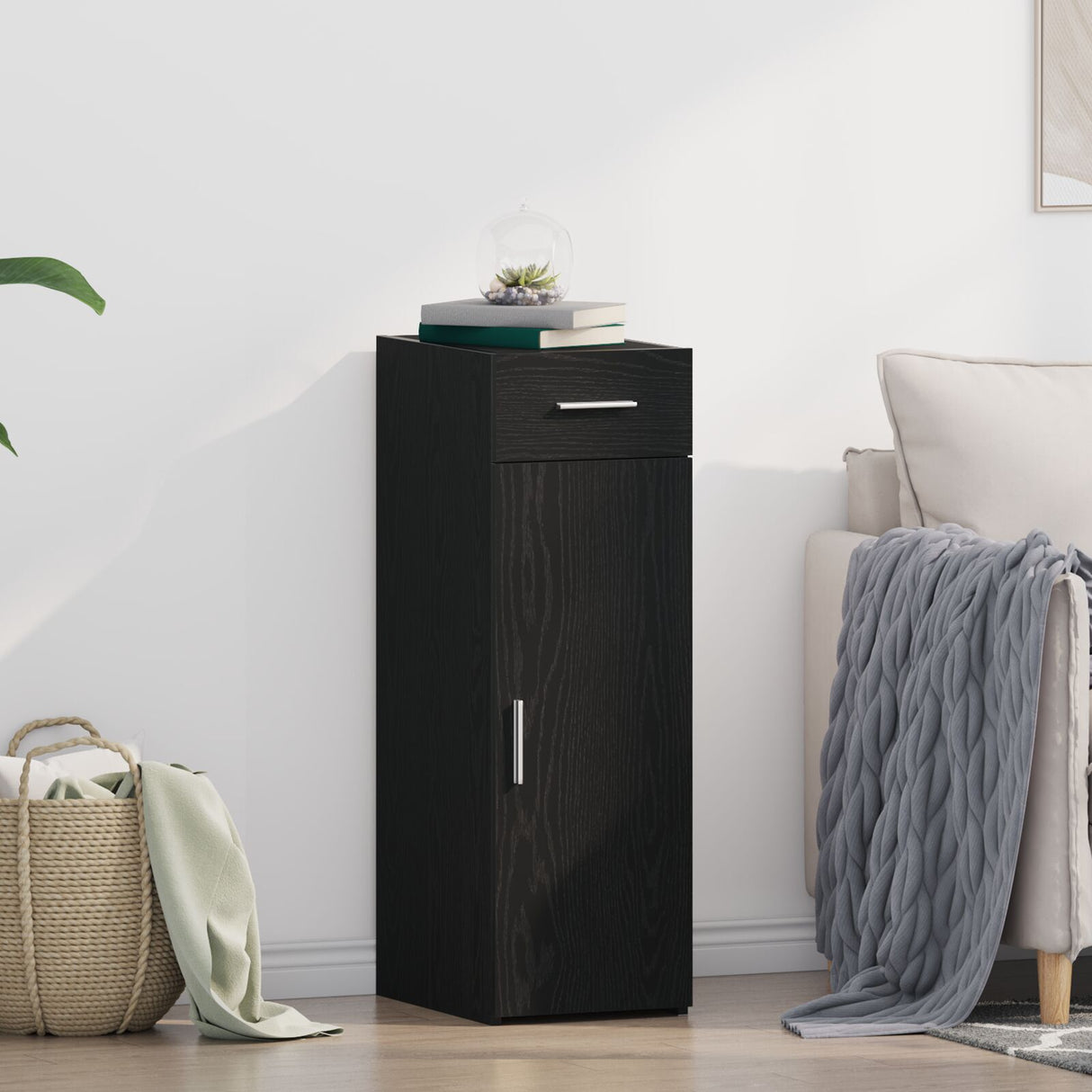 Sideboard Black Oak 30X42,5X93 Cm Engineered Wood