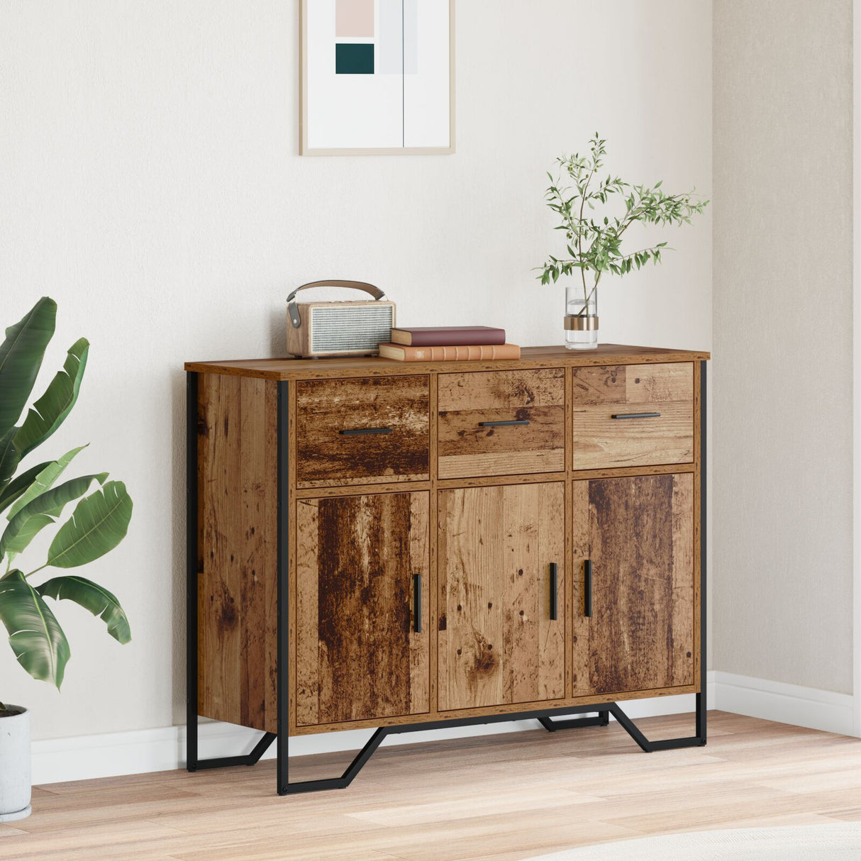 Sideboard Old Wood Oak 97X32.5X74.5 Cm Engineered Wood
