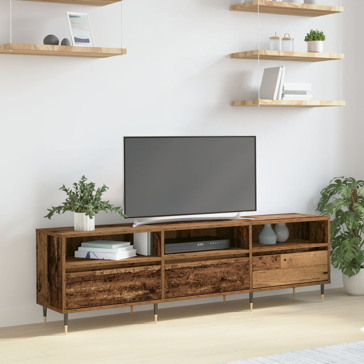 Tv Cabinet Old Wood 150X30X44.5 Cm Engineered Wood