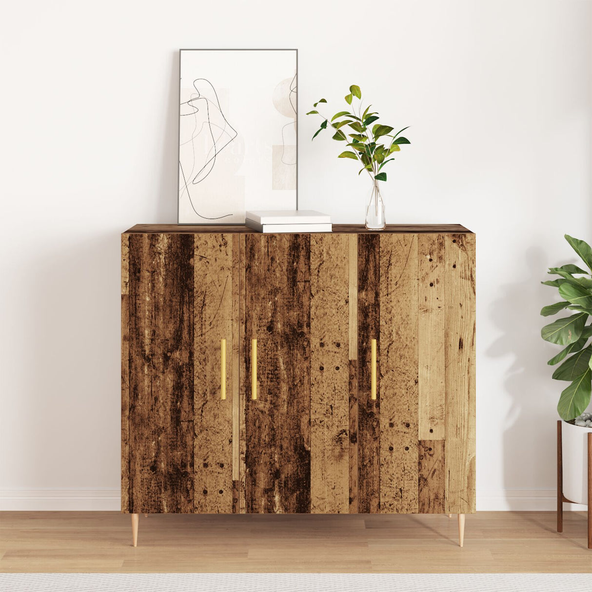 Sideboard In Old Wood, 90X34X80 Cm, Made Of Engineered Wood