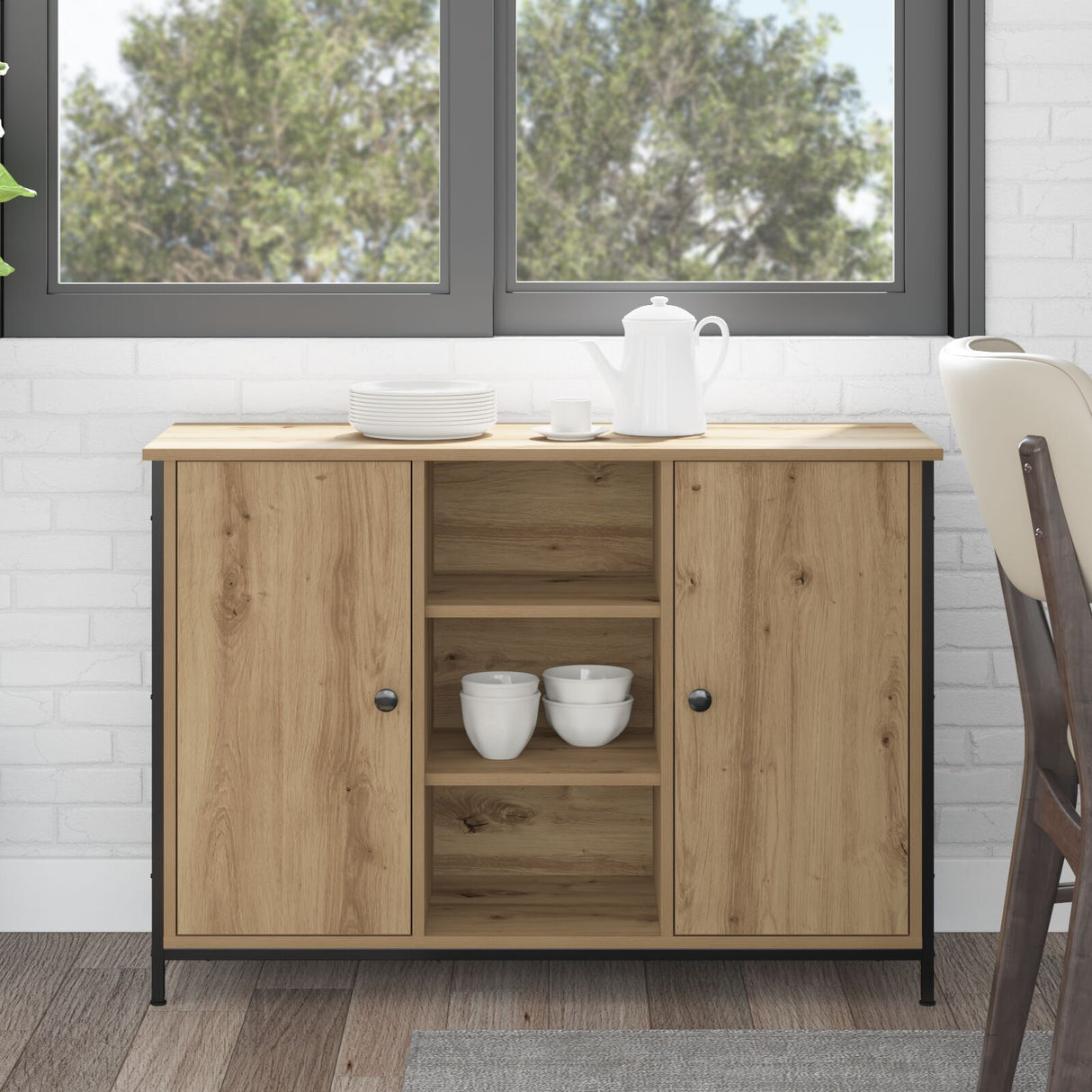 Sideboard Artisan Oak 100X35X70 Cm Engineered Wood And Steel