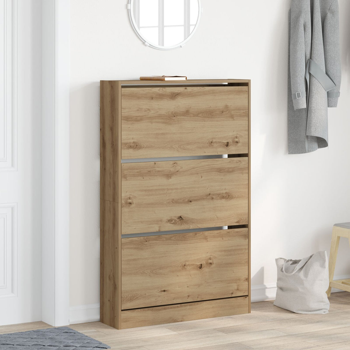 Shoe Cabinet Artisan Oak 80X21X125,5 Cm Engineered Wood