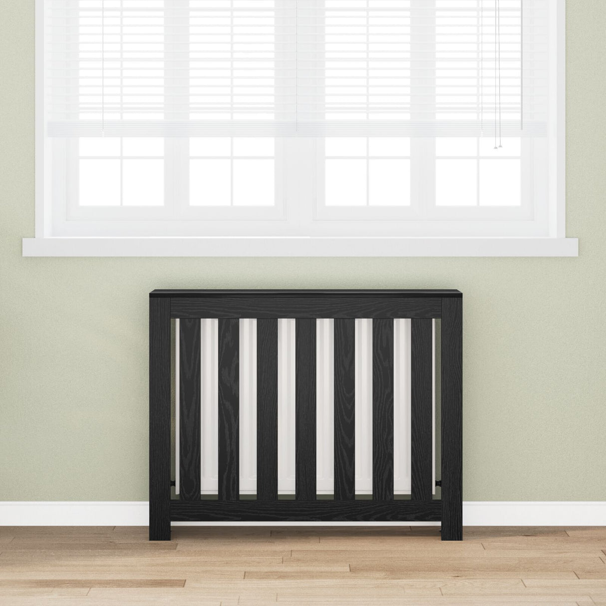 Radiator Cover Black Oak 104X20X82 Cm Engineered Wood