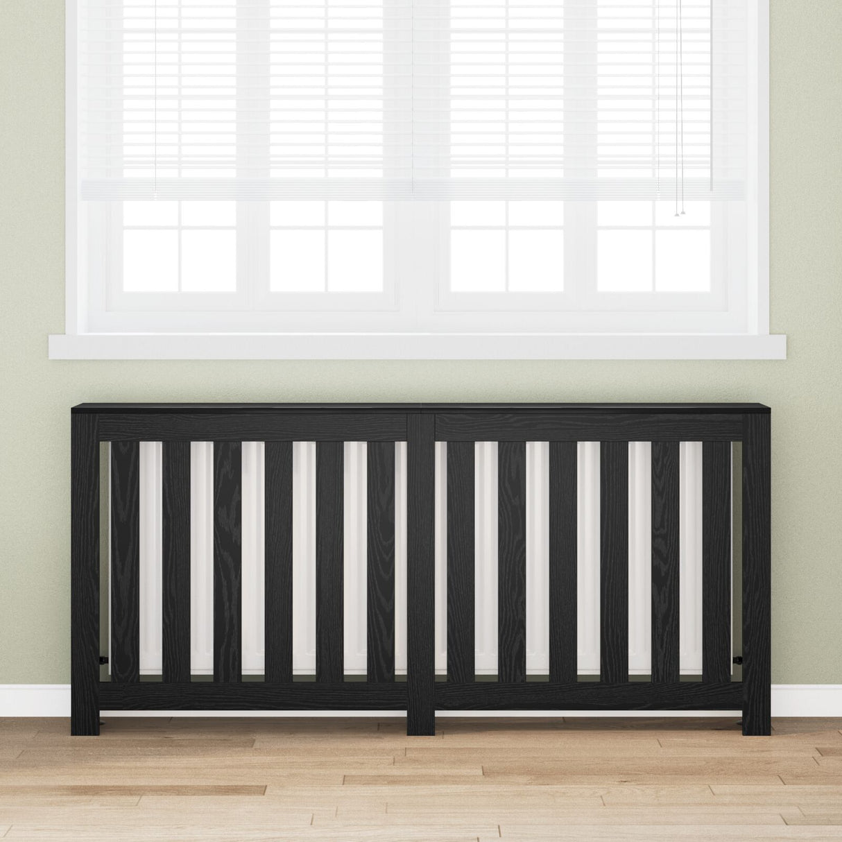 Radiator Cover Black Oak 175X20X82 Cm Engineered Wood