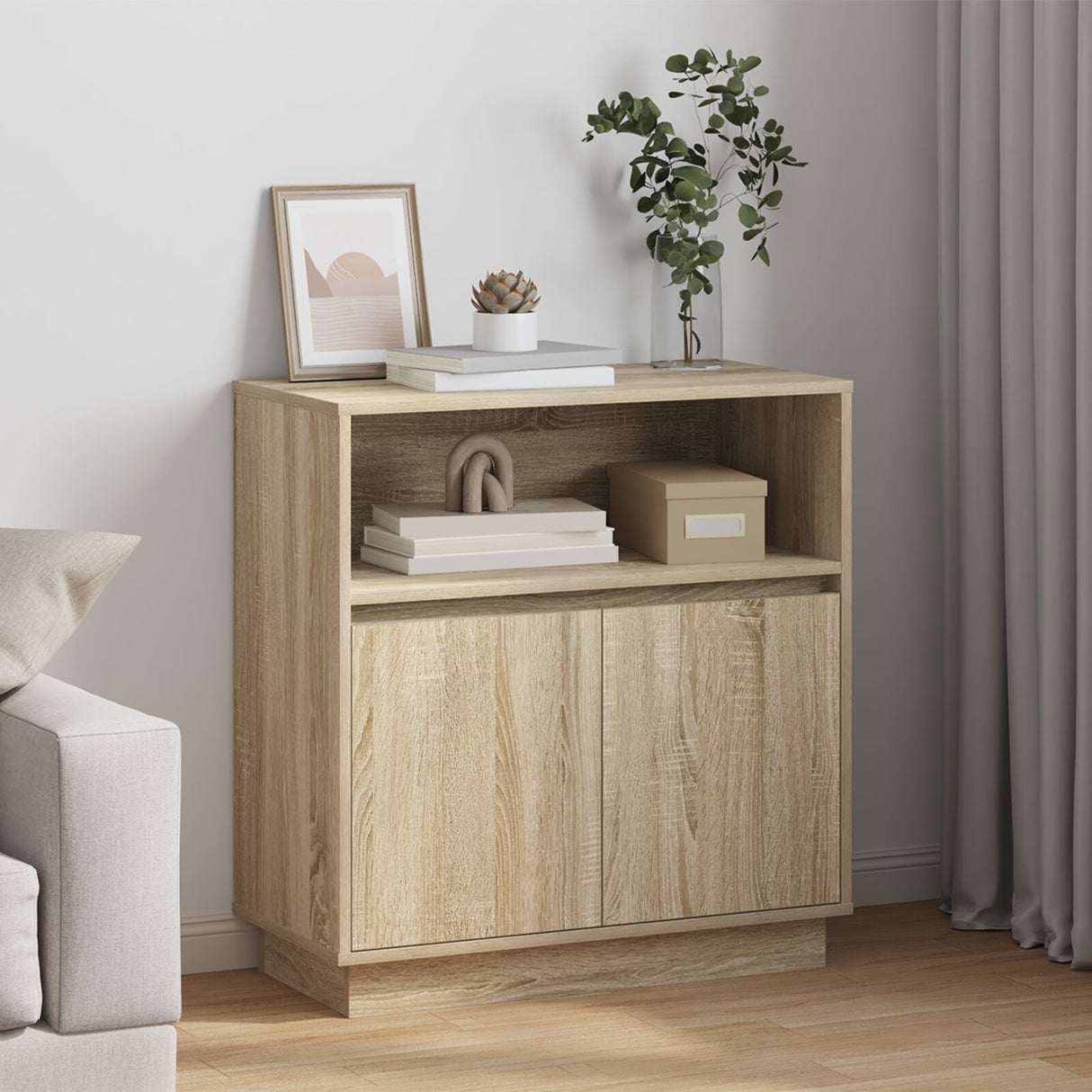 Sideboard With Led 71X34,5X75 Cm Engineered Wood