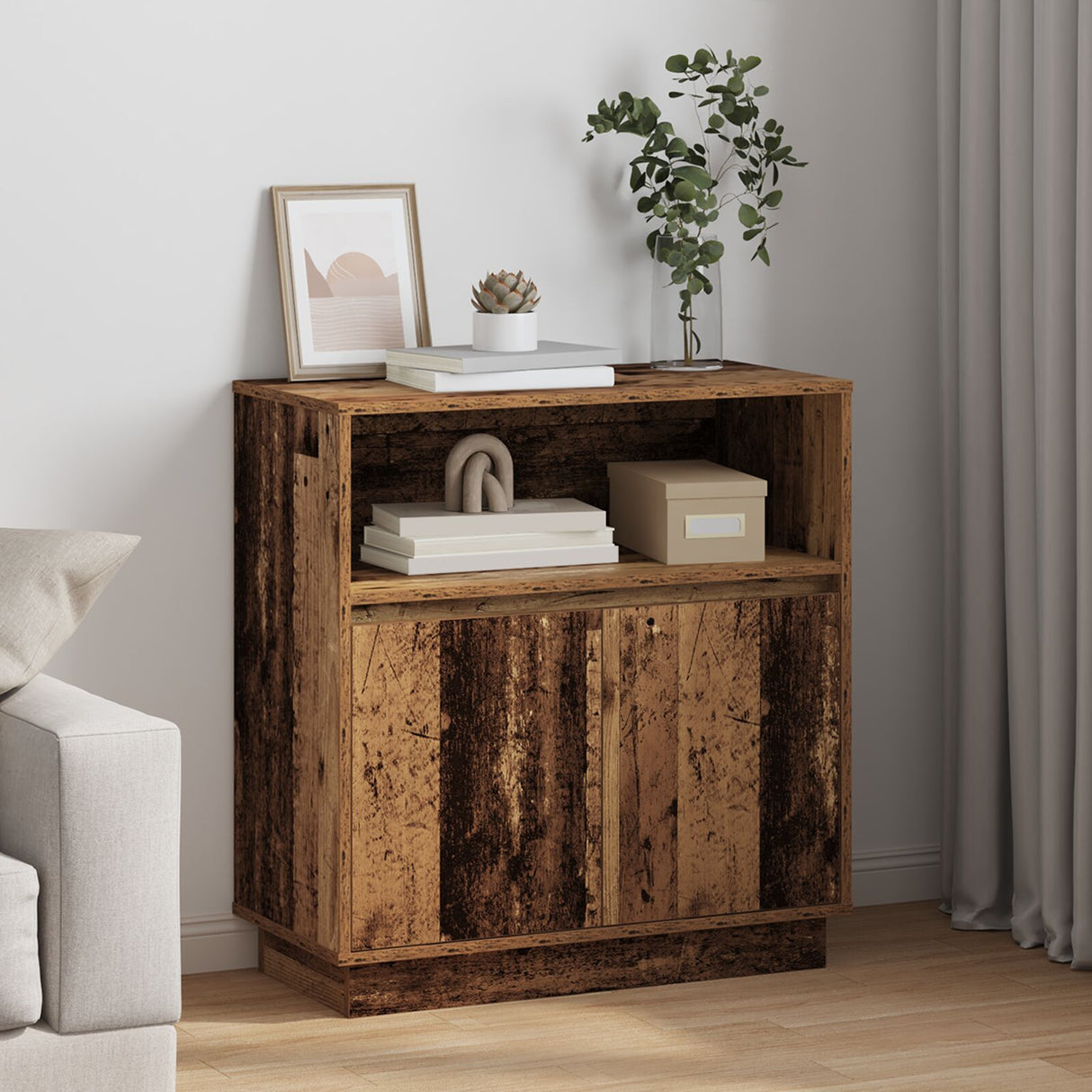 Sideboard With Led 71X34,5X75 Cm Engineered Wood