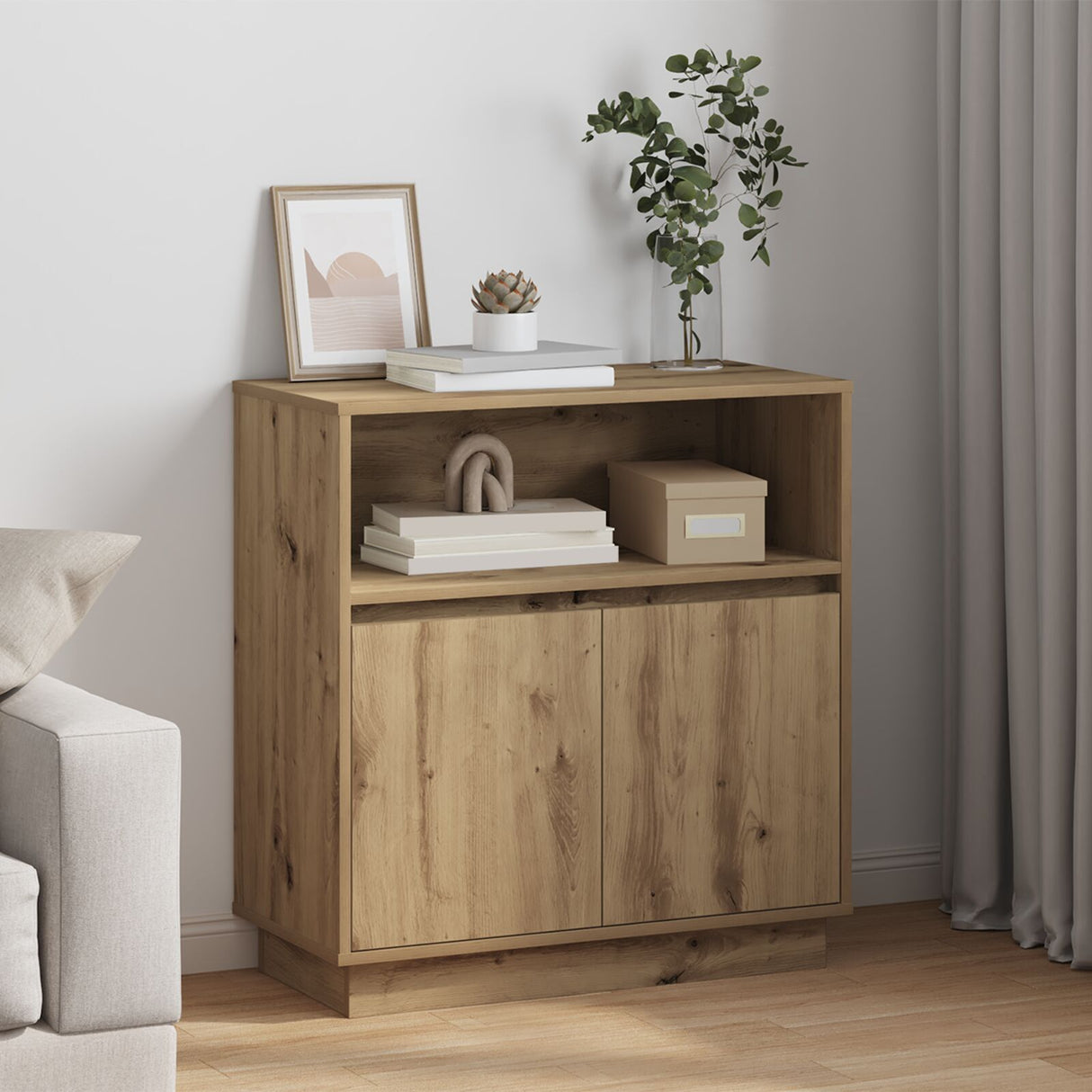 Sideboard With Led 71X34,5X75 Cm Engineered Wood