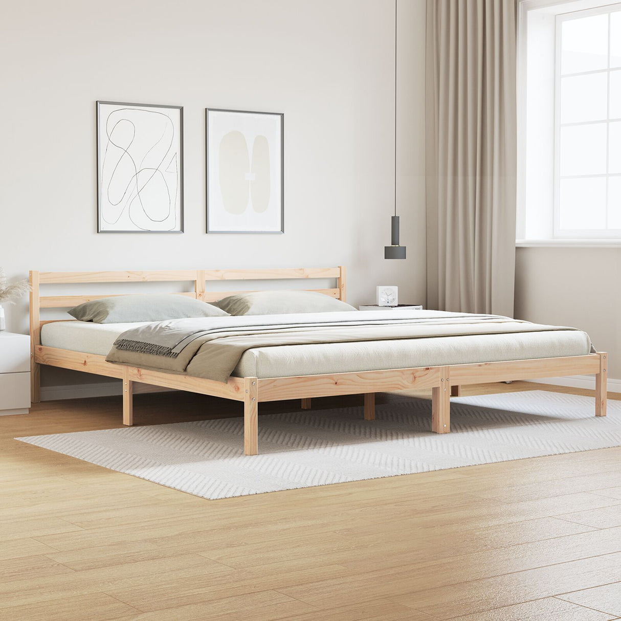 Bed Frame With Headboard 180X210 Cm Solid Wood Pine