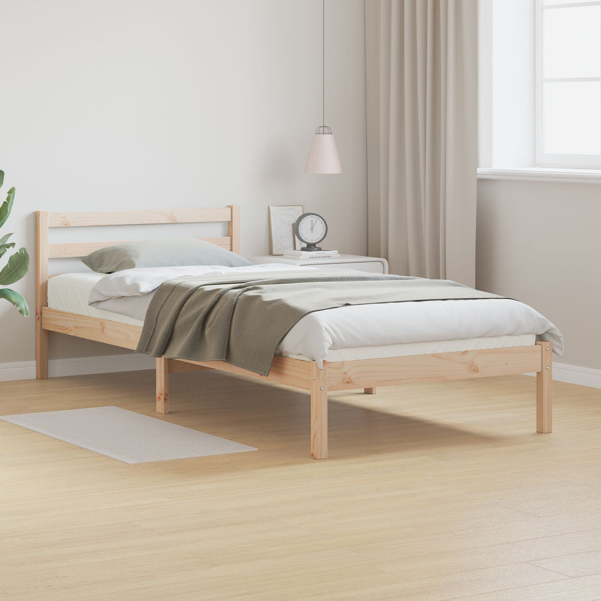 Bed Frame With Headboard 80X220 Cm Solid Wood Pine