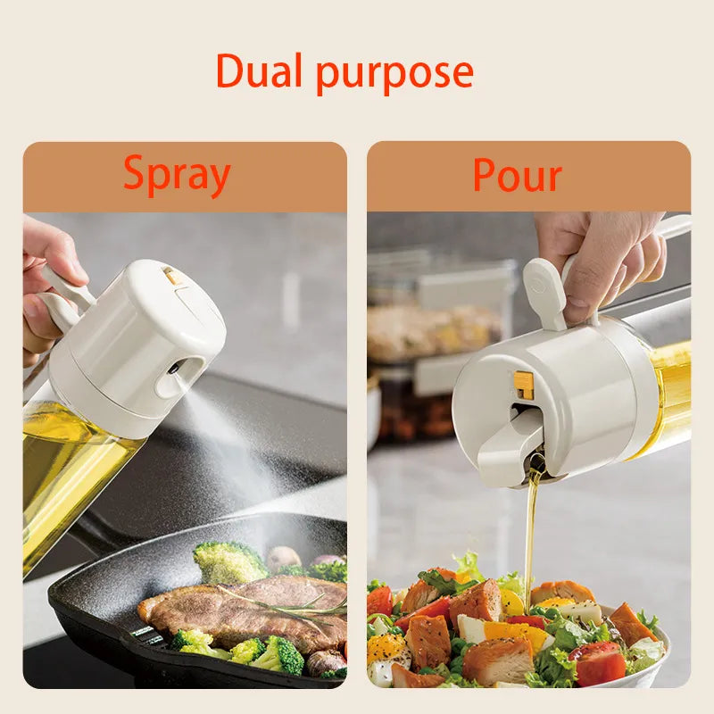 Kitchen Automatic Opening and Closing Oil Glass Bottle with Self-Contained Brush for Cooking & BBQ