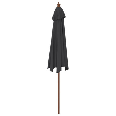 Garden Parasol with Wooden Pole Black 299x240 cm
