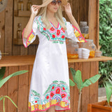 Serenity Seeker White Floral Kaftan: Embrace Tranquility in Effortless Style - Breathing Soul