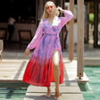 Tie-Dye Holiday Vibes Wrap Maxi Dress - Breathing Soul