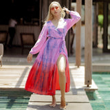 Tie-Dye Holiday Vibes Wrap Maxi Dress - Breathing Soul