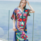Chakra Kaftan Dress: A Colorful Oasis of Serene Elegance - Breathing Soul
