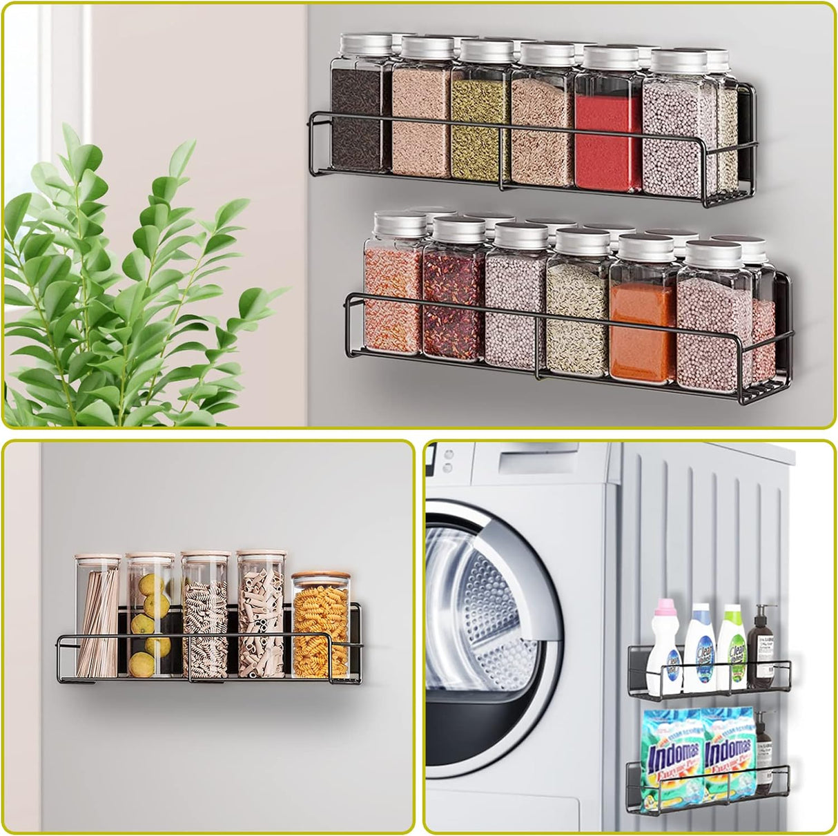 Magnetic Spice Racks For Refrigerator, Microwave, Oven & Kitchen Metal Surfaces