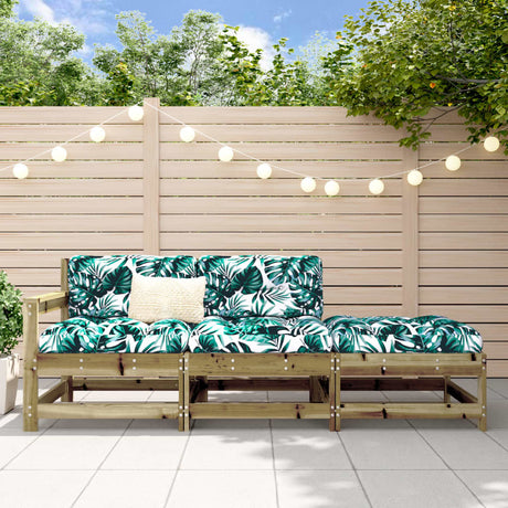 3 Piece Garden Lounge Set with Cushions Black Solid Wood