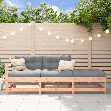 3 Piece Garden Lounge Set with Cushions Black Solid Wood
