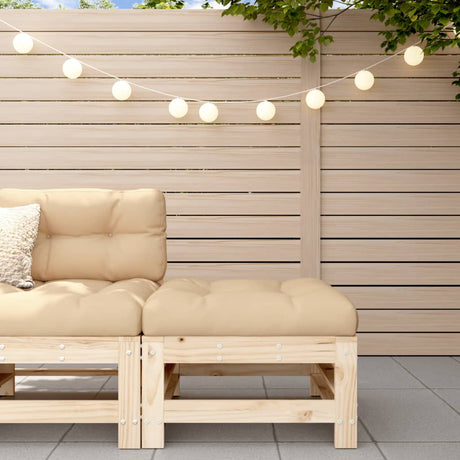 Garden Footstool with Cushion Honey Brown Solid Wood Pine