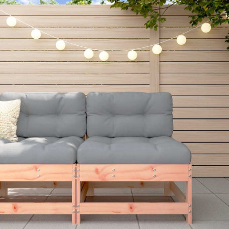 Middle Sofa with Cushions White Solid Wood Pine