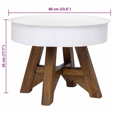 Coffee Table Solid Reclaimed Wood 60x45 cm White