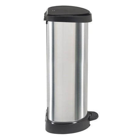 Curver Pedal Bin Deco D-Shape 40L Silver