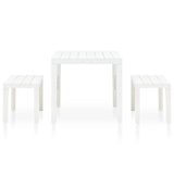 Garden Table with 2 Benches Plastic White