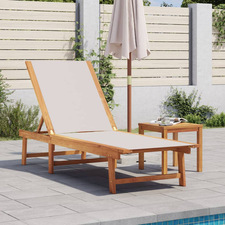 Sun Lounger with Table Blue Solid Wood Acacia and Textilene