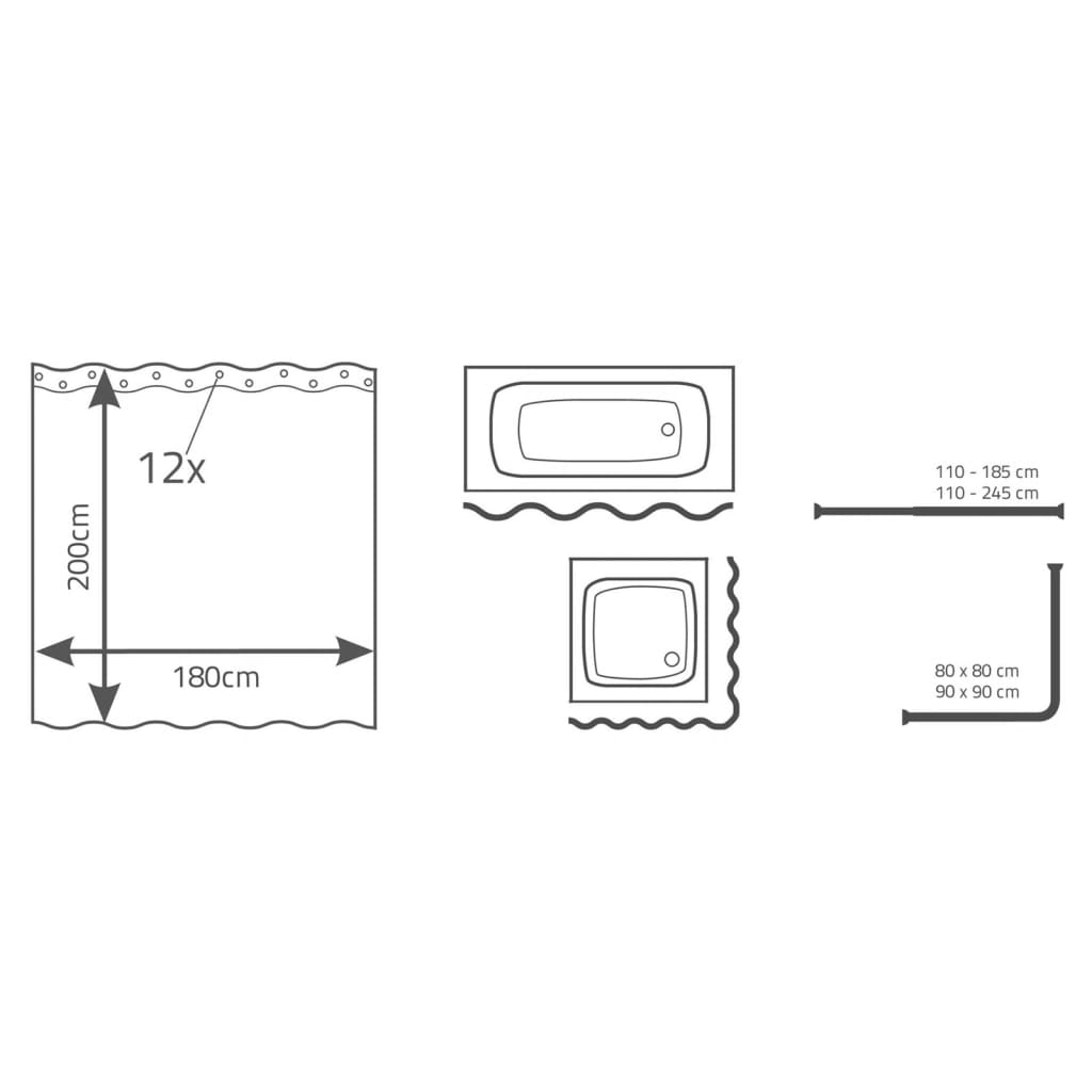 Ridder Shower Curtain Funanas 180X200 Cm