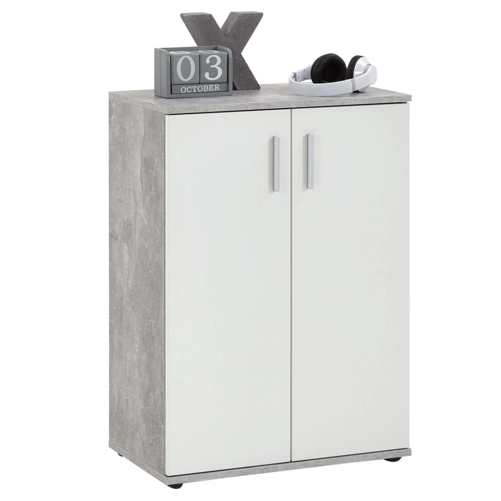 Chest Cabinet with 2 Doors White and Grey
