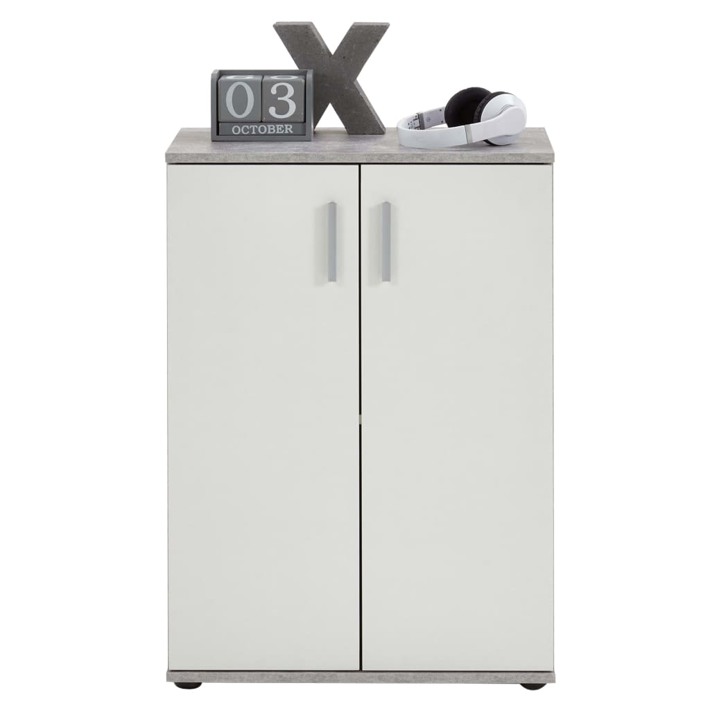 Chest Cabinet with 2 Doors White and Grey