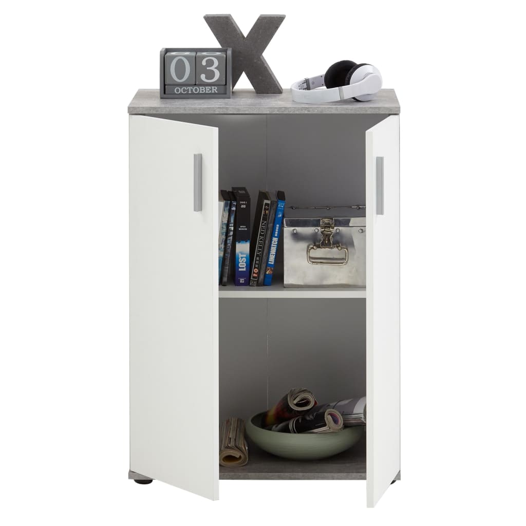 Chest Cabinet with 2 Doors White and Grey