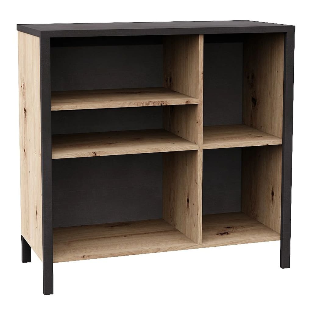 Dresser with 5 Open Compartments Artisan Oak Steel Dark