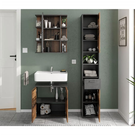 Fmd Mirrored Bathroom Cabinet Matera Old Style Dark