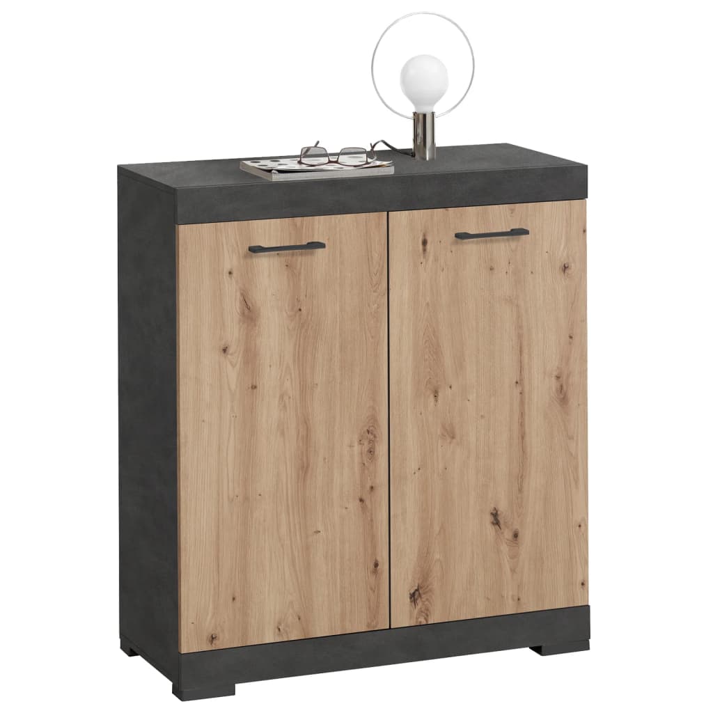 Dresser with 2 Doors 80x34.9x89.9 cm Grey and Artisan Oak