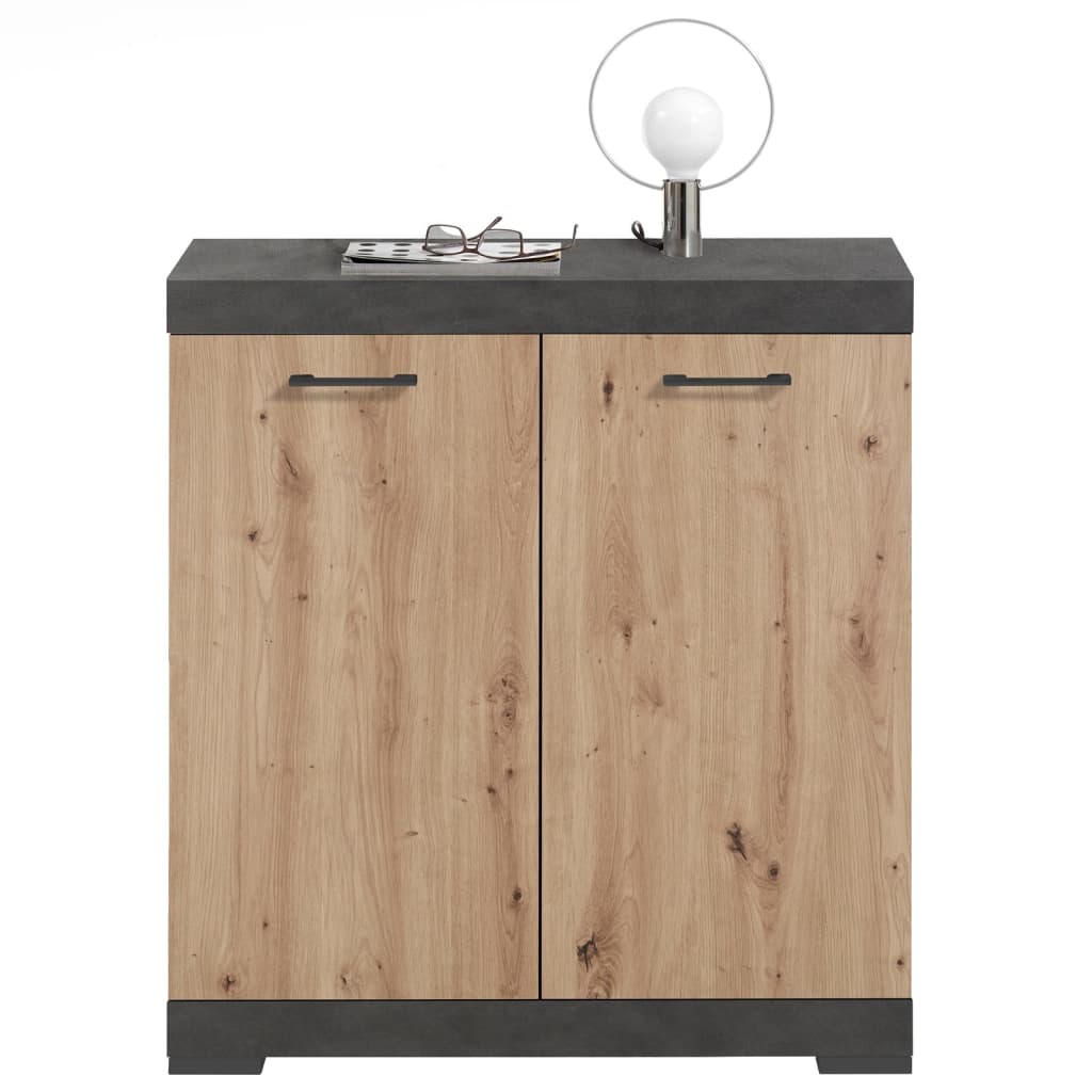 Dresser with 2 Doors 80x34.9x89.9 cm Grey and Artisan Oak