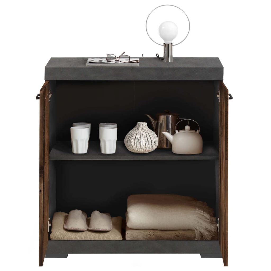 Dresser with 2 Doors 80x34.9x89.9 cm Grey and Old Style