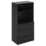 Dresser with 3 Drawers and Open Shelving Black