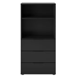 Dresser with 3 Drawers and Open Shelving Black
