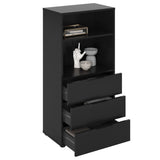 Dresser with 3 Drawers and Open Shelving Black