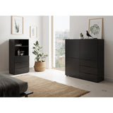 Dresser with 3 Drawers and Open Shelving Black
