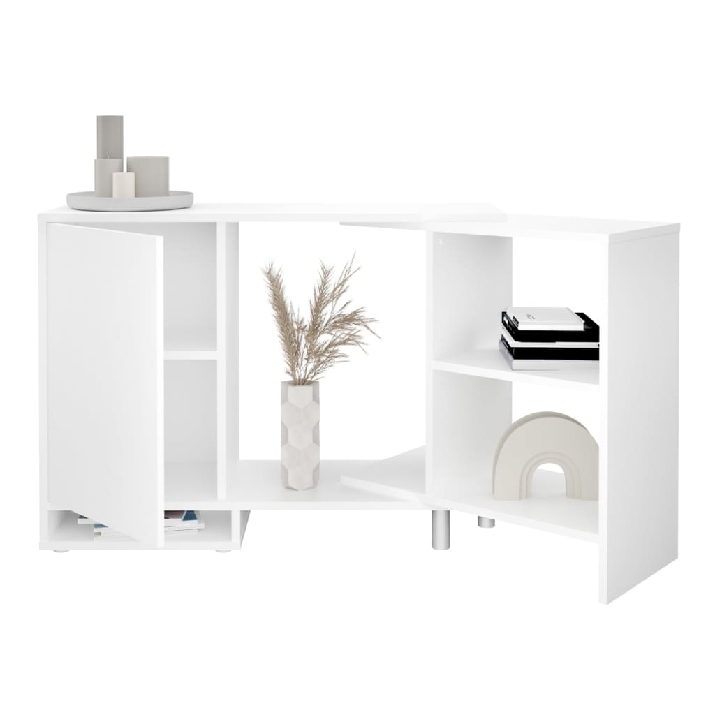 Fmd Modular Corner Storage Unit With Open Shelf White
