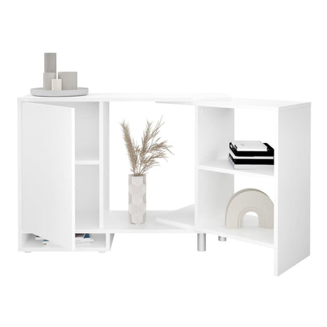 Fmd Modular Corner Storage Unit With Open Shelf White